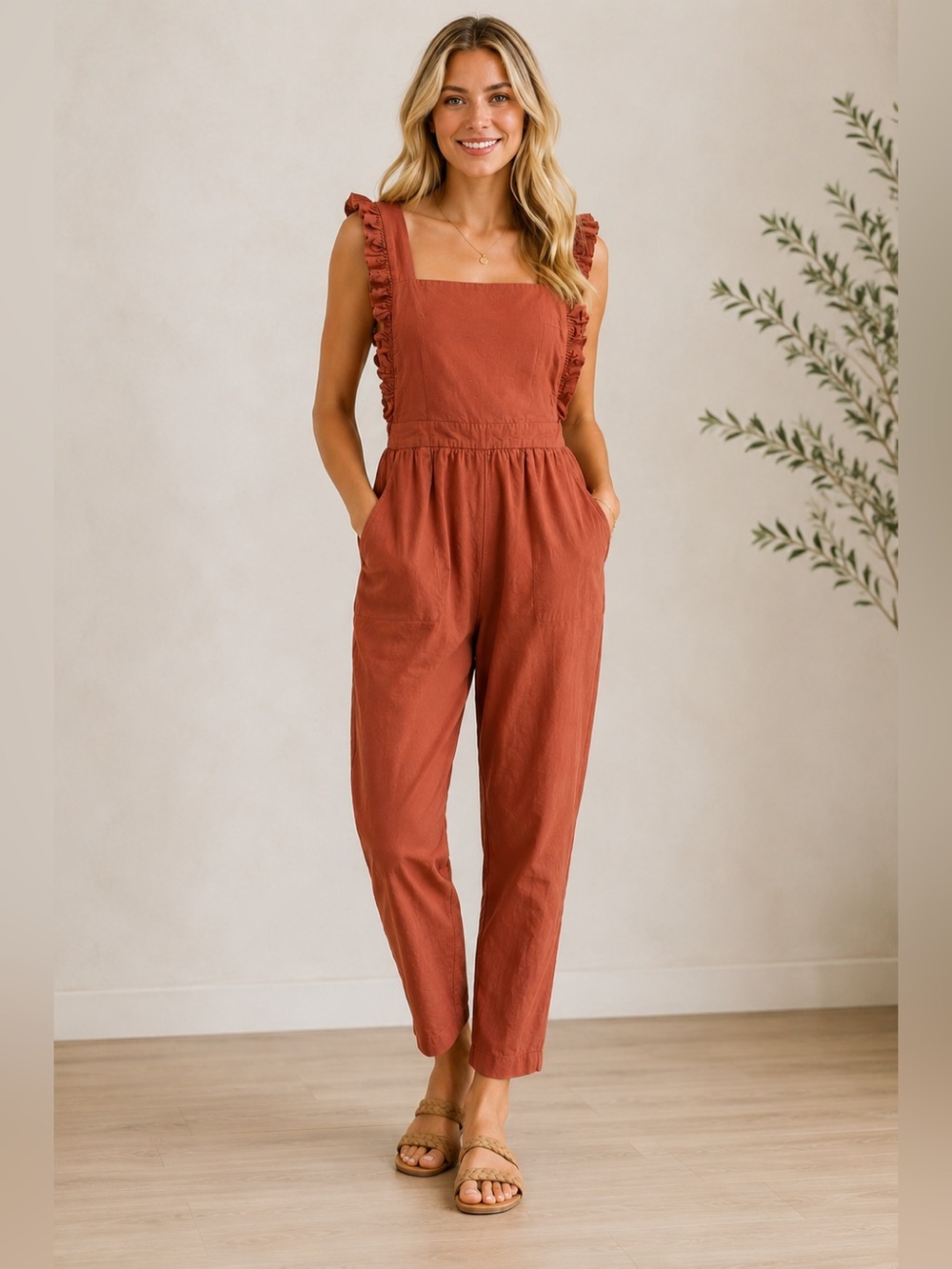 Storia Ruffle Strap Jumpsuit - Picture 1 of 8